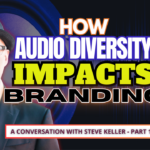 Picture of Steve Keller and Jodi Krangle, a Microphone, and the title How Audio Divesrity Impacts Branding