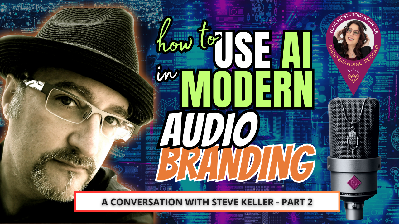 Picture of Steve Keller with an ai background and the words How to Use AI in Modern Audio Branding