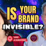 Jodi Krangle and David Courtier-Dutton with text “Is Your Brand Invisible?” on a galaxy background promoting an audio branding podcast episode. Sonic Branding Strategy: How Sound Shapes Emotion and Brand Recognition