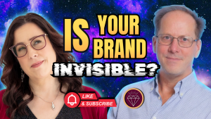 Jodi Krangle and David Courtier-Dutton with text “Is Your Brand Invisible?” on a galaxy background promoting an audio branding podcast episode. Sonic Branding Strategy: How Sound Shapes Emotion and Brand Recognition